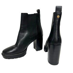 Tory Burch Carson Tumbled Leather Classic Chelsea Lug Sole Ankle Boots